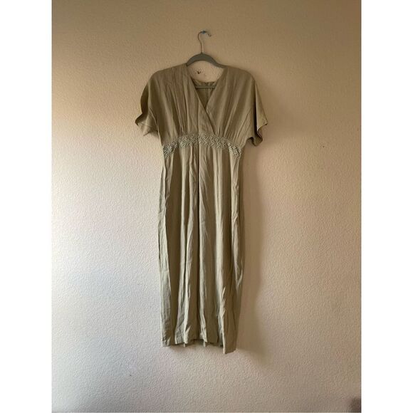 Vintage‎ sage green crepe midi dress size 4 - Picture 1 of 6